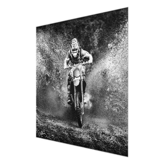 Glass print - Motocross In The Mud