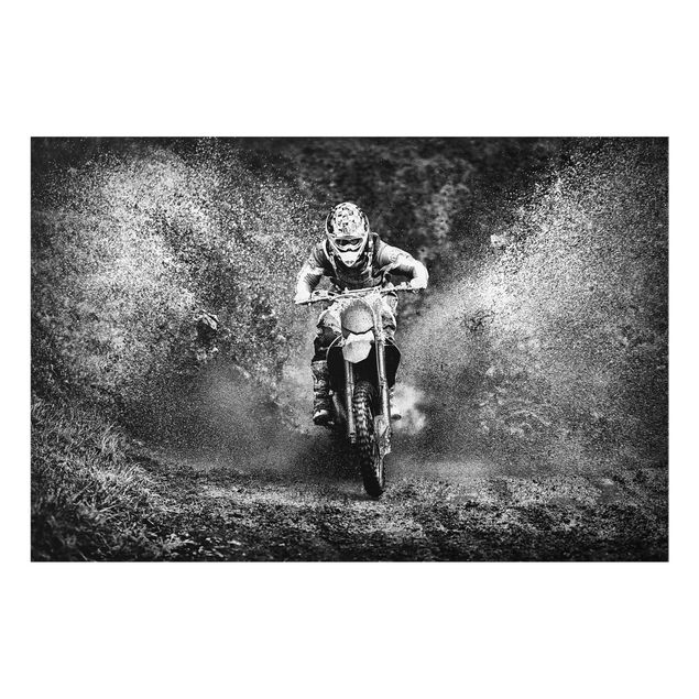 Glass print - Motocross In The Mud