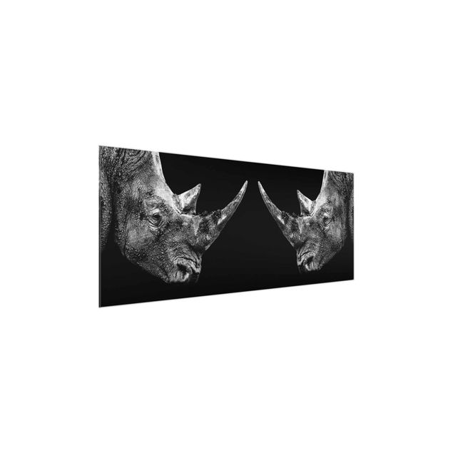 Glass print - Rhino Duel