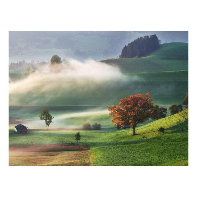 Glass print - Misty Autumn Day Switzerland