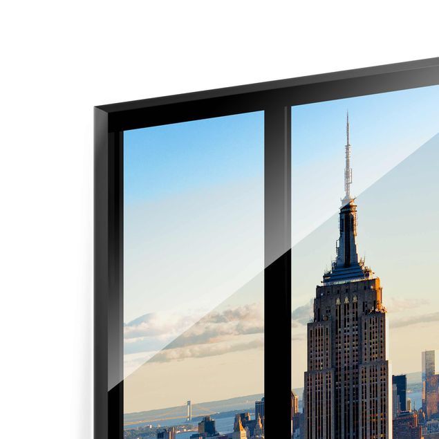 Glass print - New York Window View Of The Empire State Building