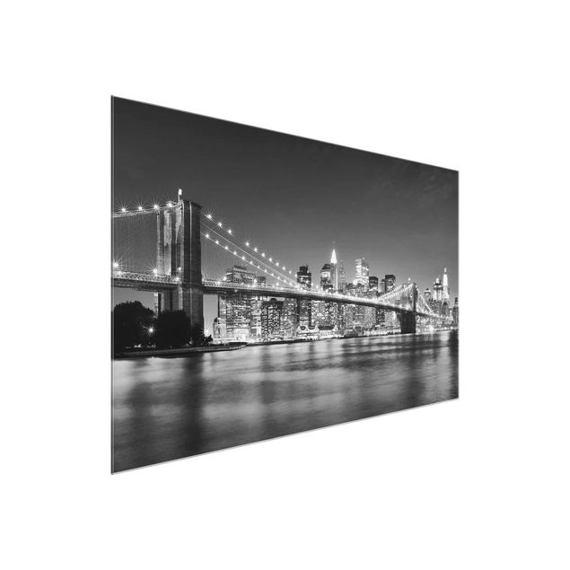 Glass print - Nighttime Manhattan Bridge II