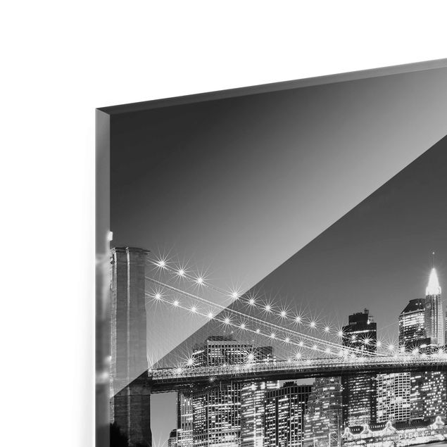 Glass print - Nighttime Manhattan Bridge II