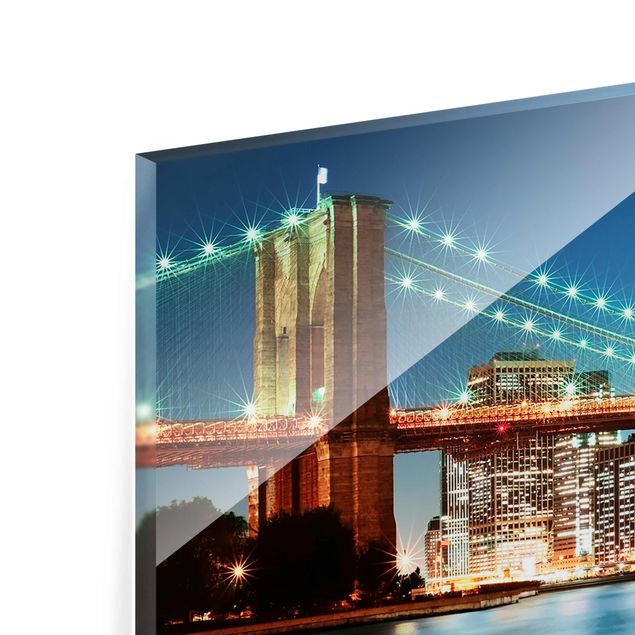 Glass print - Nighttime Manhattan Bridge