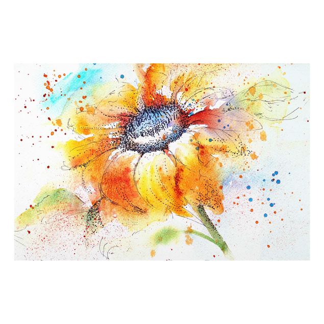 Glass print - Painted Sunflower