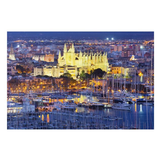 Glass print - Palma De Mallorca City Skyline And Harbor