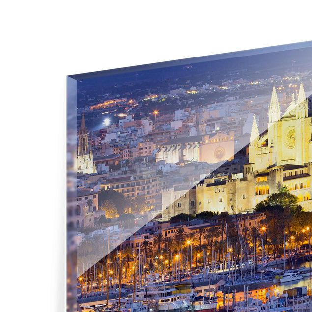 Glass print - Palma De Mallorca City Skyline And Harbor