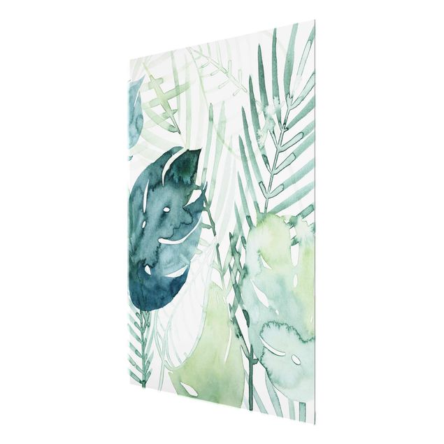Glass print - Palm Fronds In Watercolour I