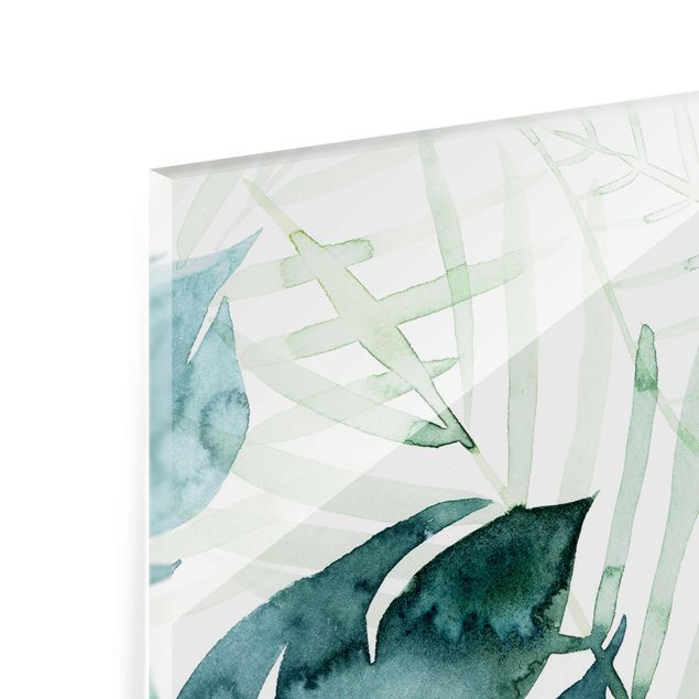 Glass print - Palm Fronds In Watercolour I
