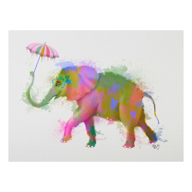 Glass print - Rainbow Splash Elephant