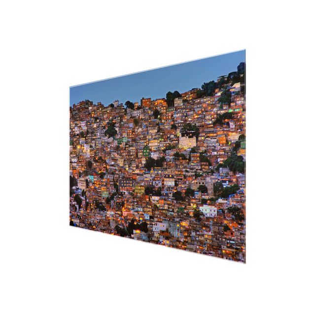 Glass print - Rio De Janeiro Favela Sunset