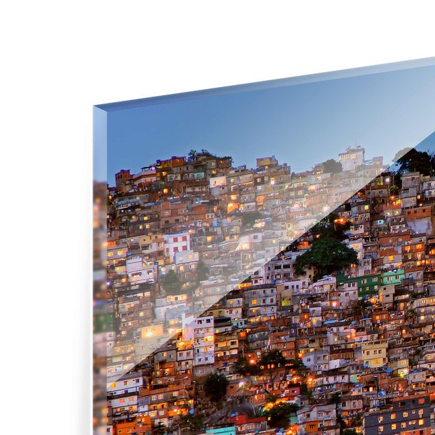 Glass print - Rio De Janeiro Favela Sunset
