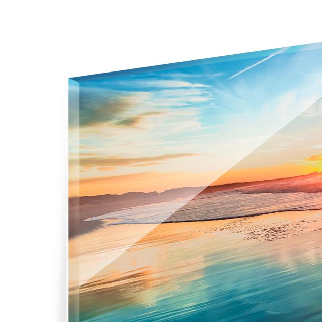 Glass print - Romantic Sunset By The Sea