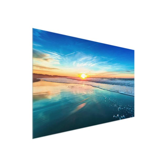 Glass print - Romantic Sunset By The Sea