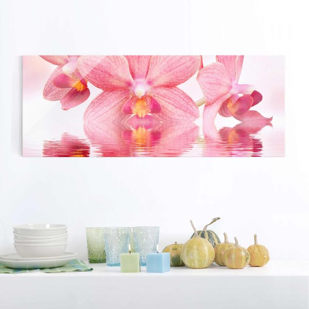 Glas Magnetboard Light Pink Orchid On Water