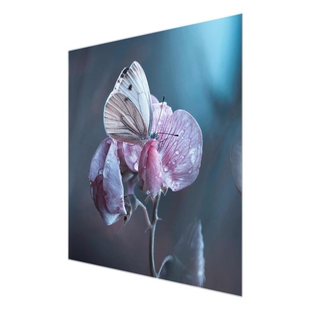 Glass print - Butterfly In The Rain