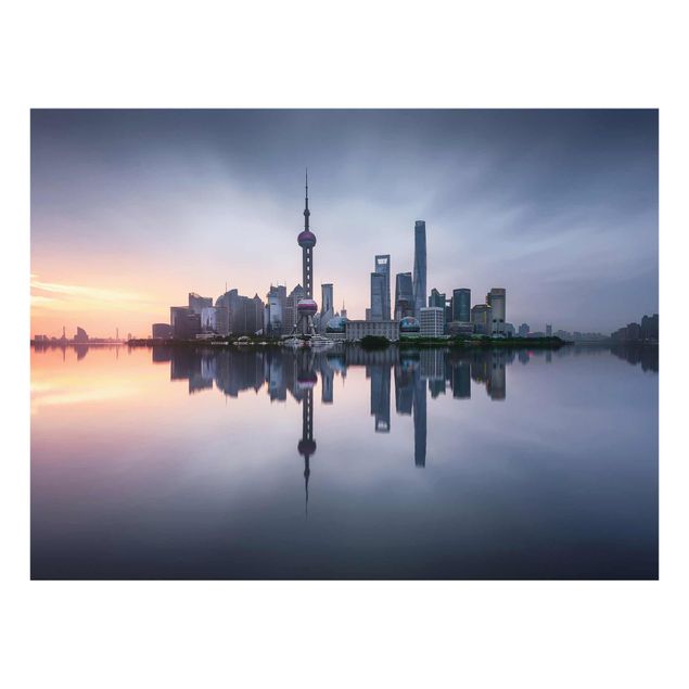 Glass print - Shanghai Skyline Morning Mood