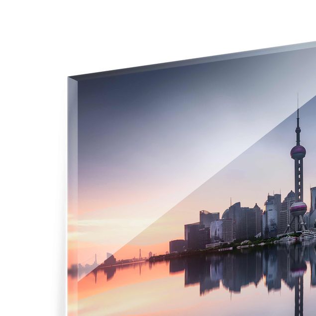 Glass print - Shanghai Skyline Morning Mood