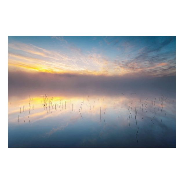 Glass print - Sunrise Swedish Lake