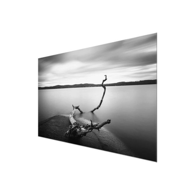 Glass print - Sunset In Black And White By The Lake