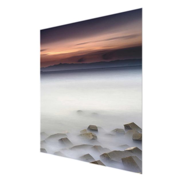 Glass print - Sunset In The Fog