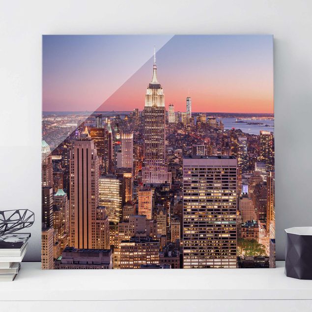 Glas Magnetboard Sunset Manhattan New York City