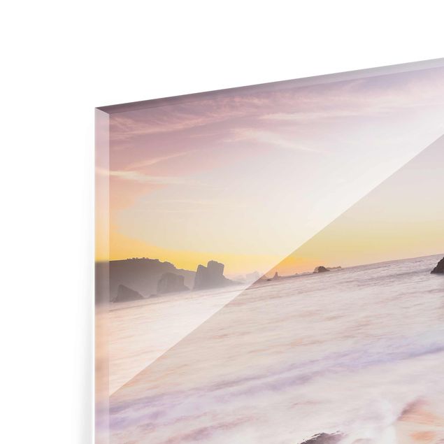 Glass print - Spanish Beach At Sunrise