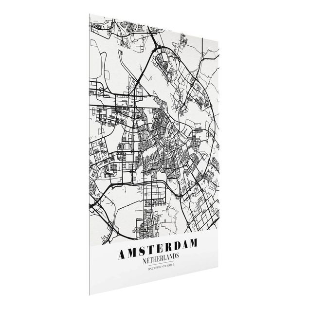 Glass print - Amsterdam City Map - Classic