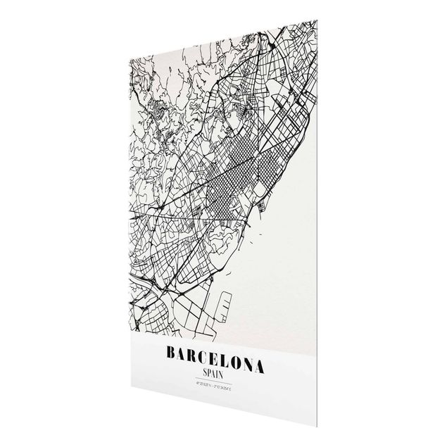 Glass print - Barcelona City Map - Classic