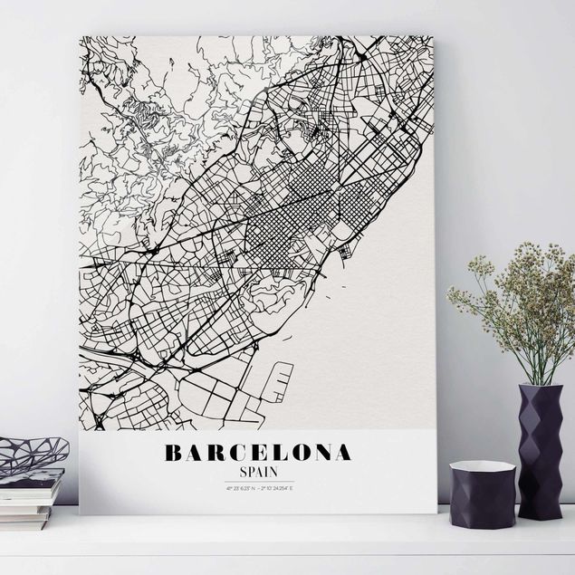 Glas Magnettafel Barcelona City Map - Classic
