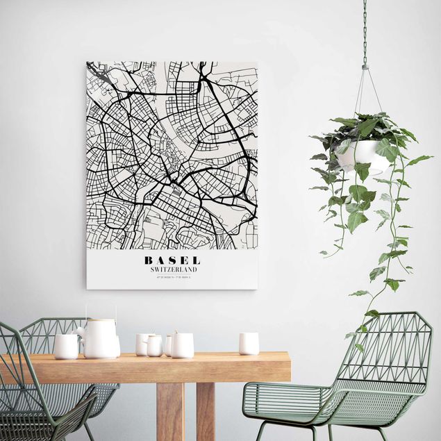 Glass print - Basel City Map - Classic