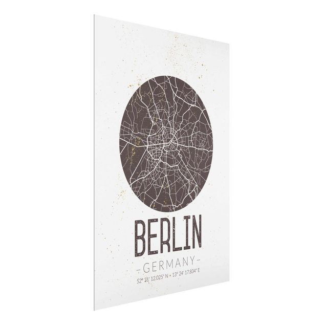Glass print - City Map Berlin - Retro