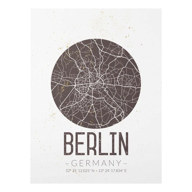 Glass print - City Map Berlin - Retro