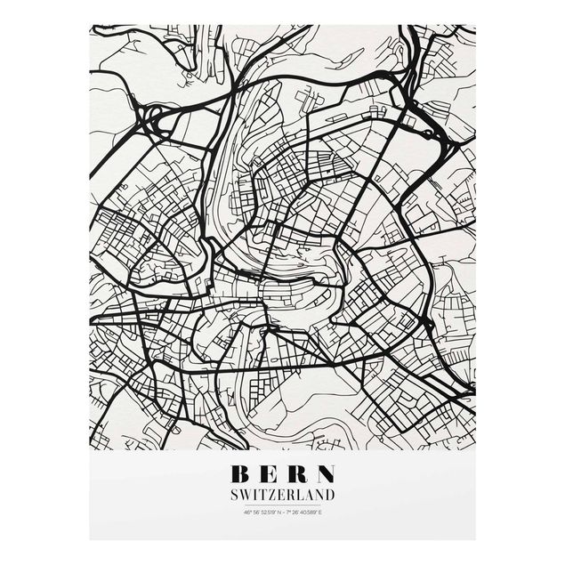 Glass print - Bern City Map - Classical