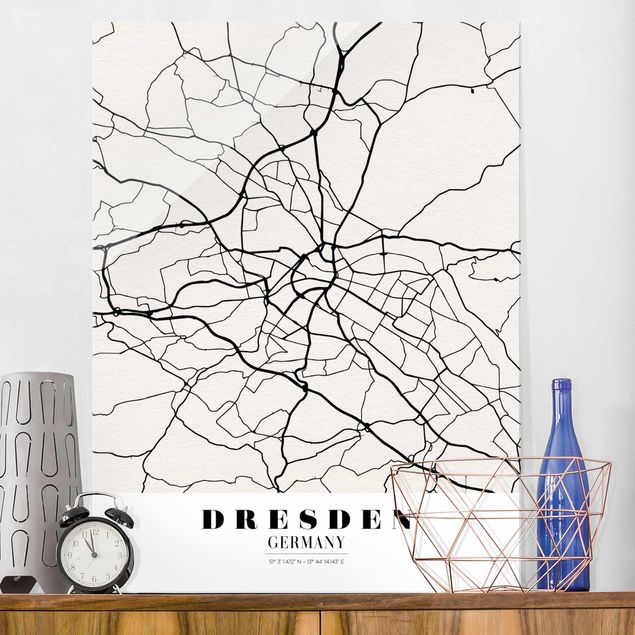 Glas Magnettafel Dresden City Map - Classical