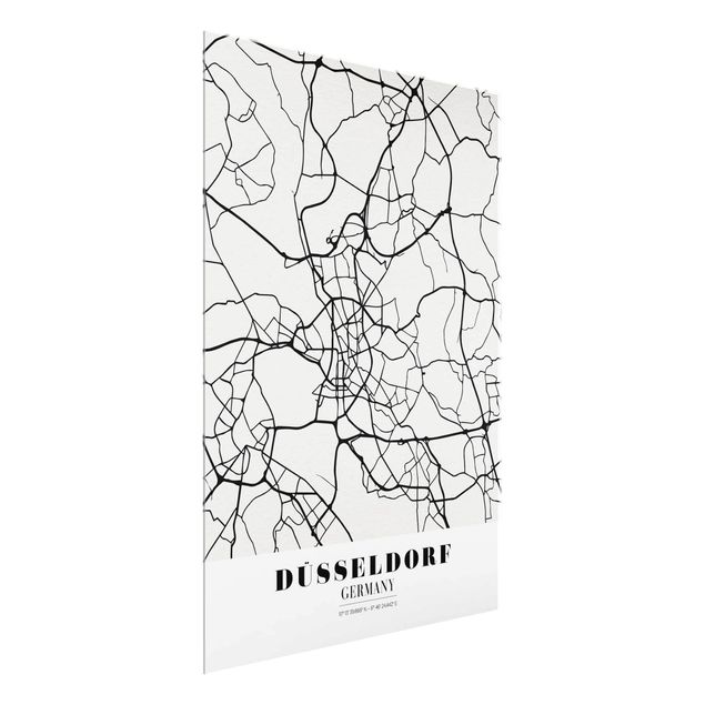 Glass print - Dusseldorf City Map - Classic