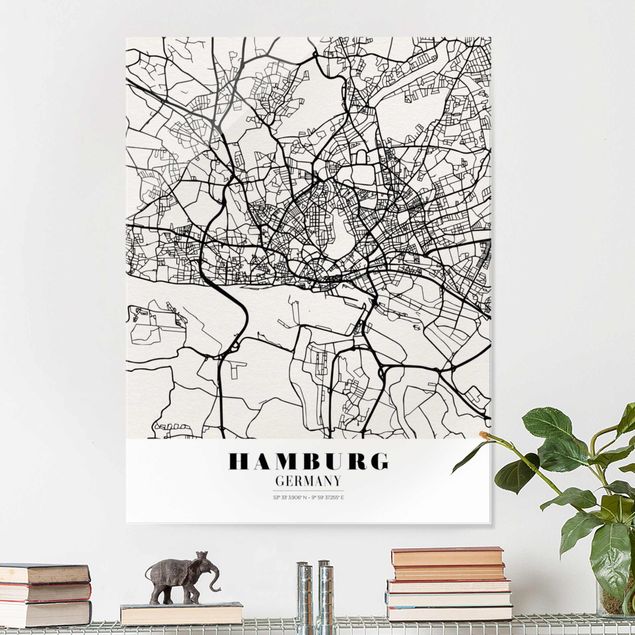 Glas Magnetboard Hamburg City Map - Classic