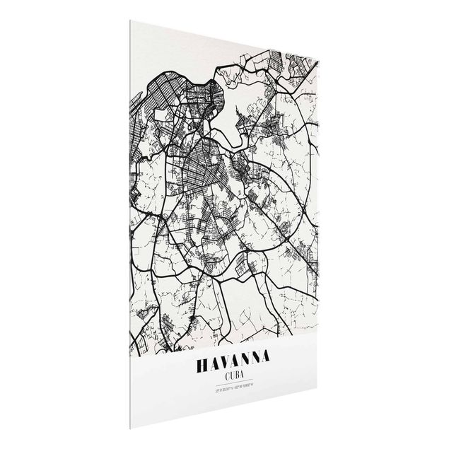Glass print - Havana City Map - Classic