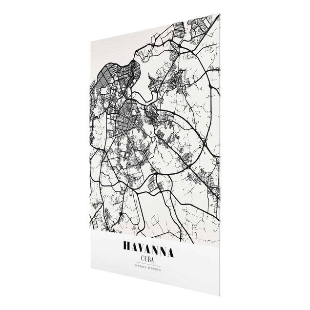 Glass print - Havana City Map - Classic