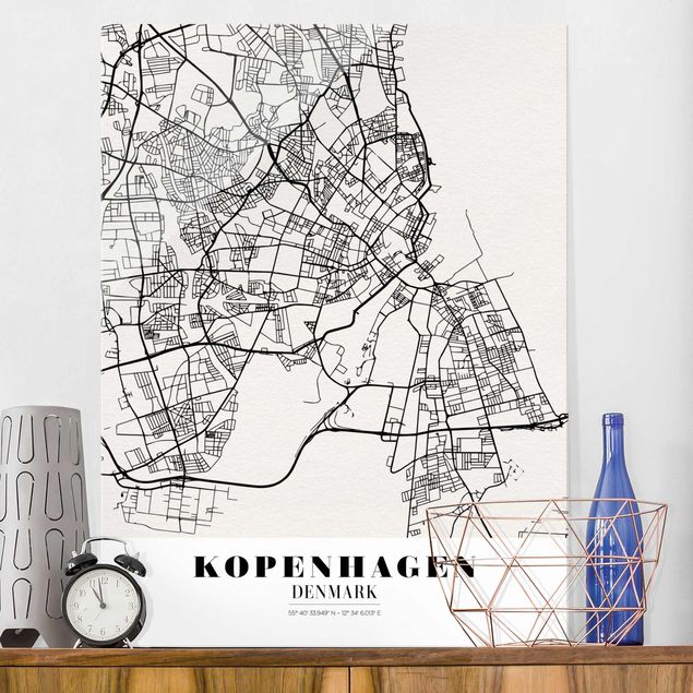 Glas Magnettafel Copenhagen City Map - Classic