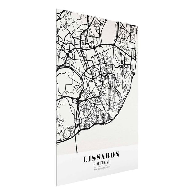 Glass print - Lisbon City Map - Classic