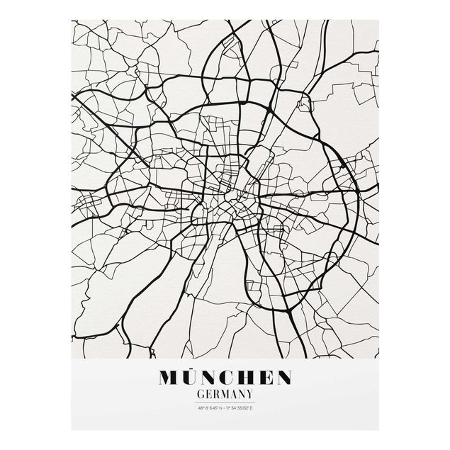 Glass print - Munich City Map - Classic