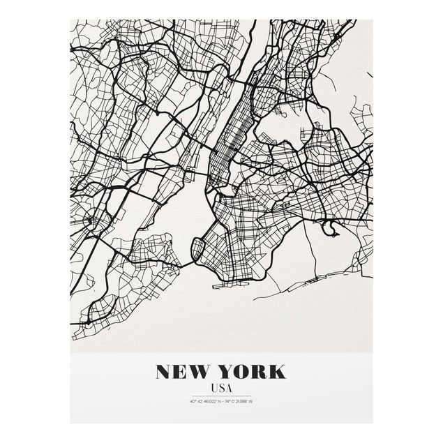 Glass print - New York City Map - Classic