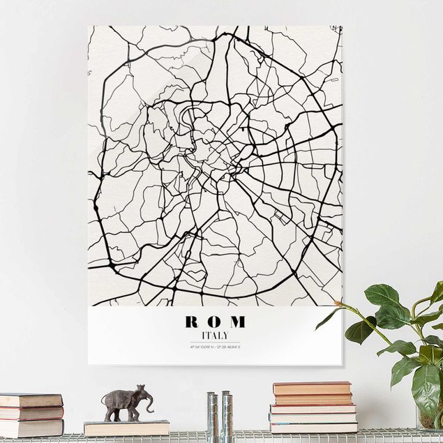 Glas Magnetboard Rome City Map - Classical