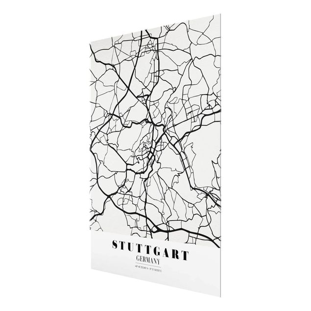 Glass print - Stuttgart City Map - Classic