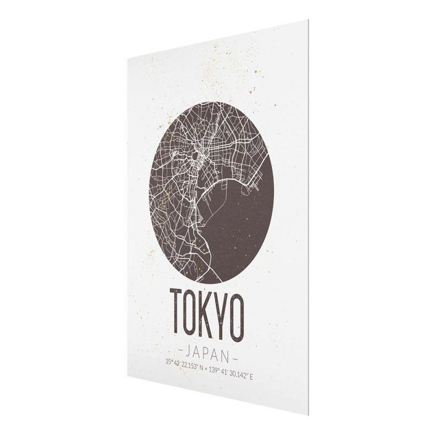 Glass print - Tokyo City Map - Retro