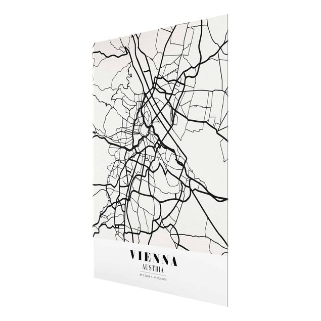 Glass print - Vienna City Map - Classic