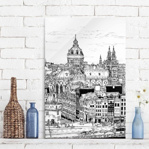 Glass print - City Study - Old Town
