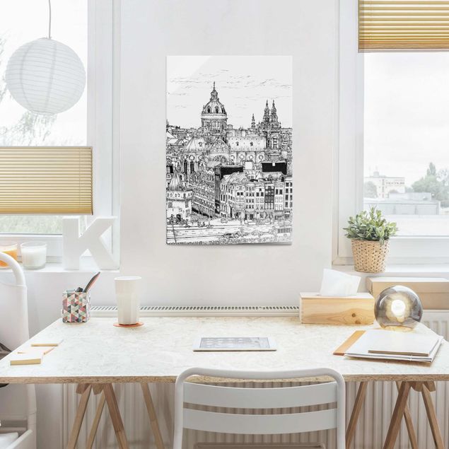 Glass print - City Study - Old Town