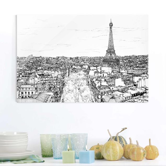Glass print - City Study - Paris